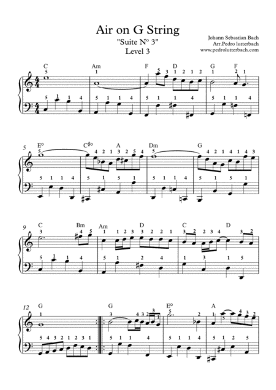 Air on G String Piano Solo scores gallery preview page 1