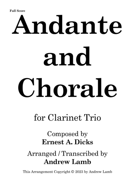 Andante and Chorale (arr. for Clarinet Quartet) image number null