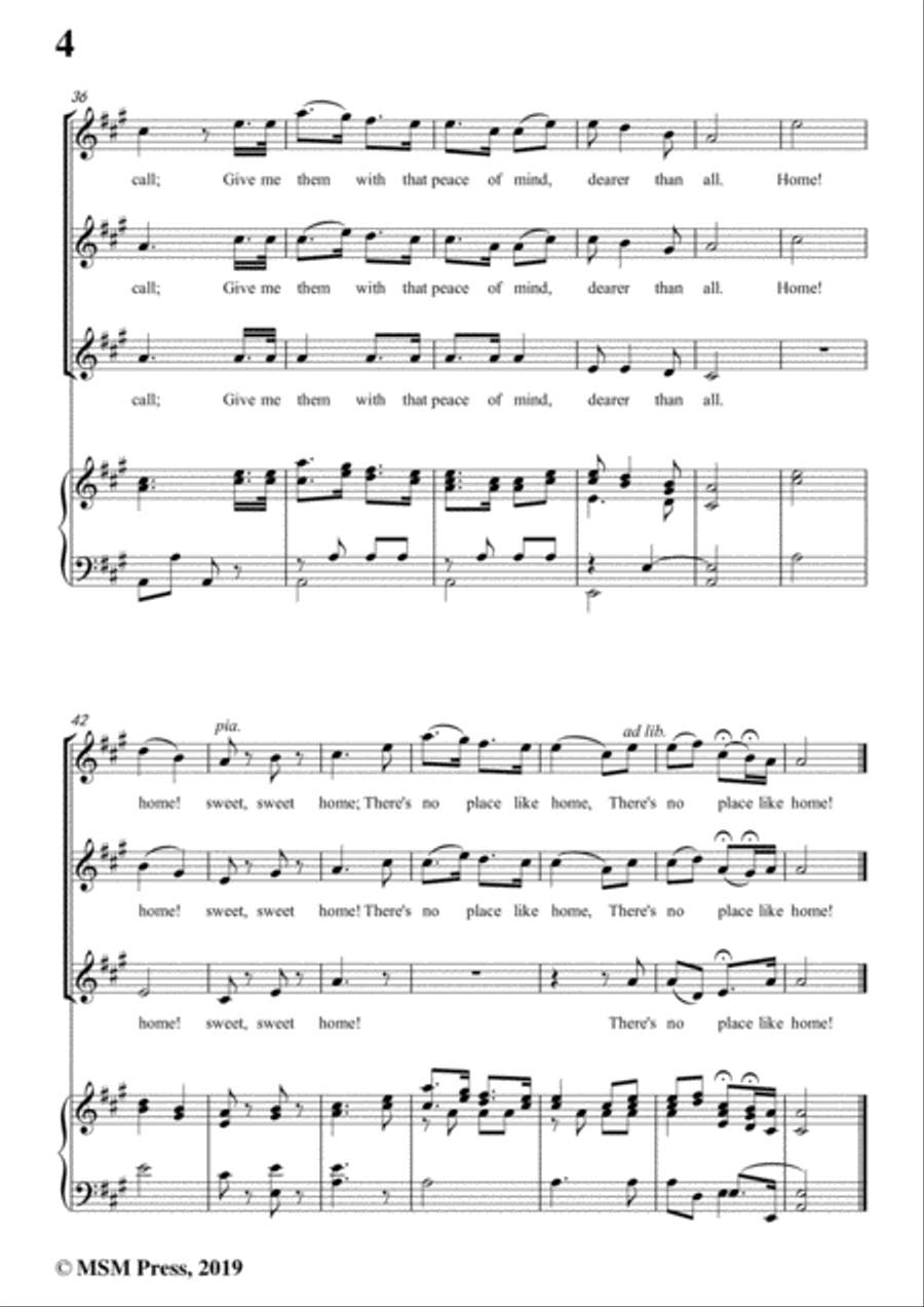 Henry R. Bishop-Home Sweet Home,in A Major,for Voice&Piano Voice scores gallery preview page 6