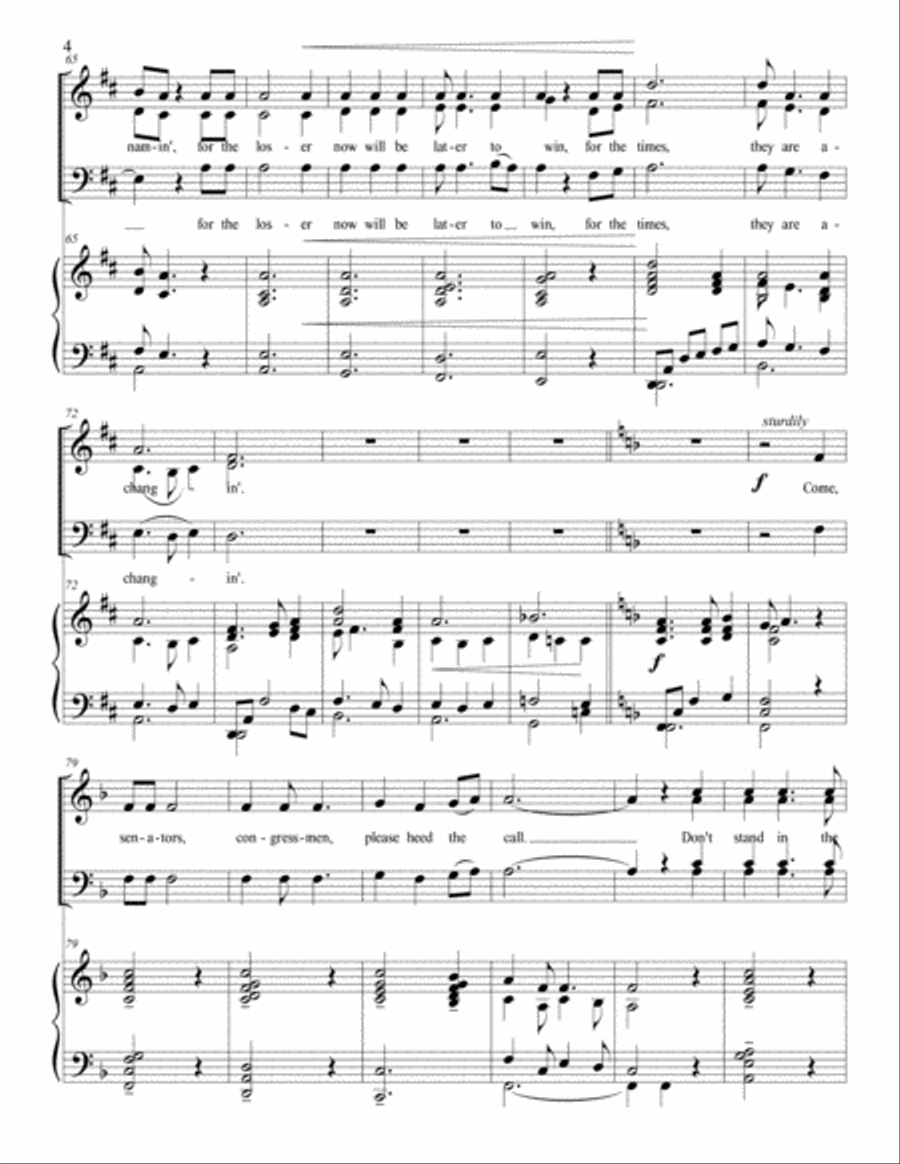 The Times They Are A-changin' 4-Part scores gallery preview page 4