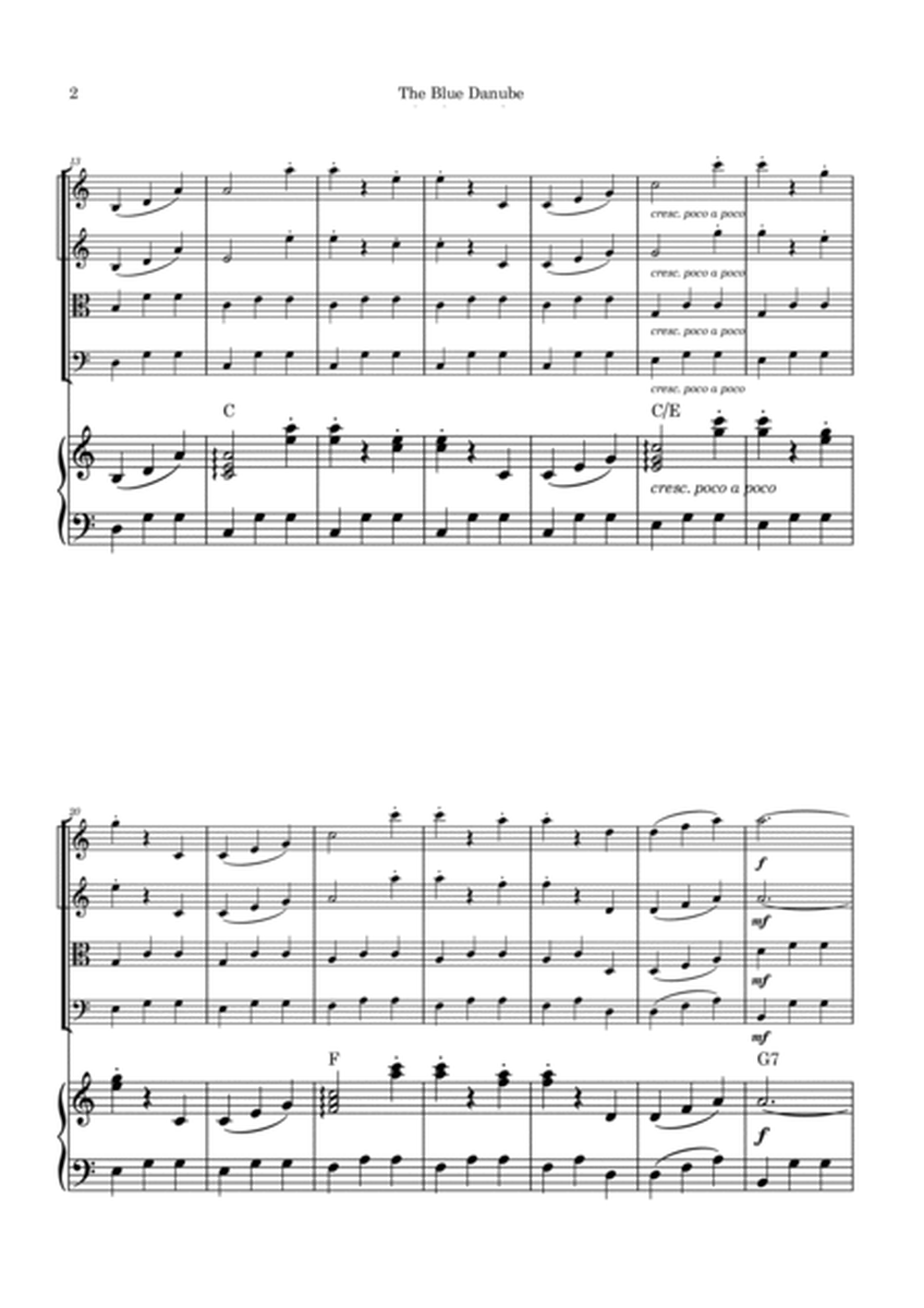 The Blue Danube - String Quartet with Piano and Chord Notations image number null