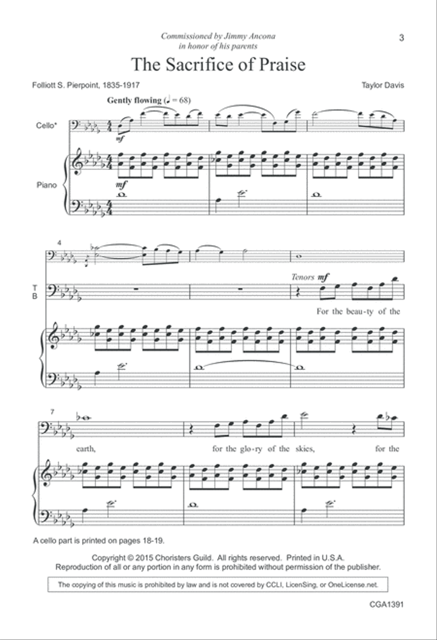 The Sacrifice of Praise 4-Part scores gallery preview page 3