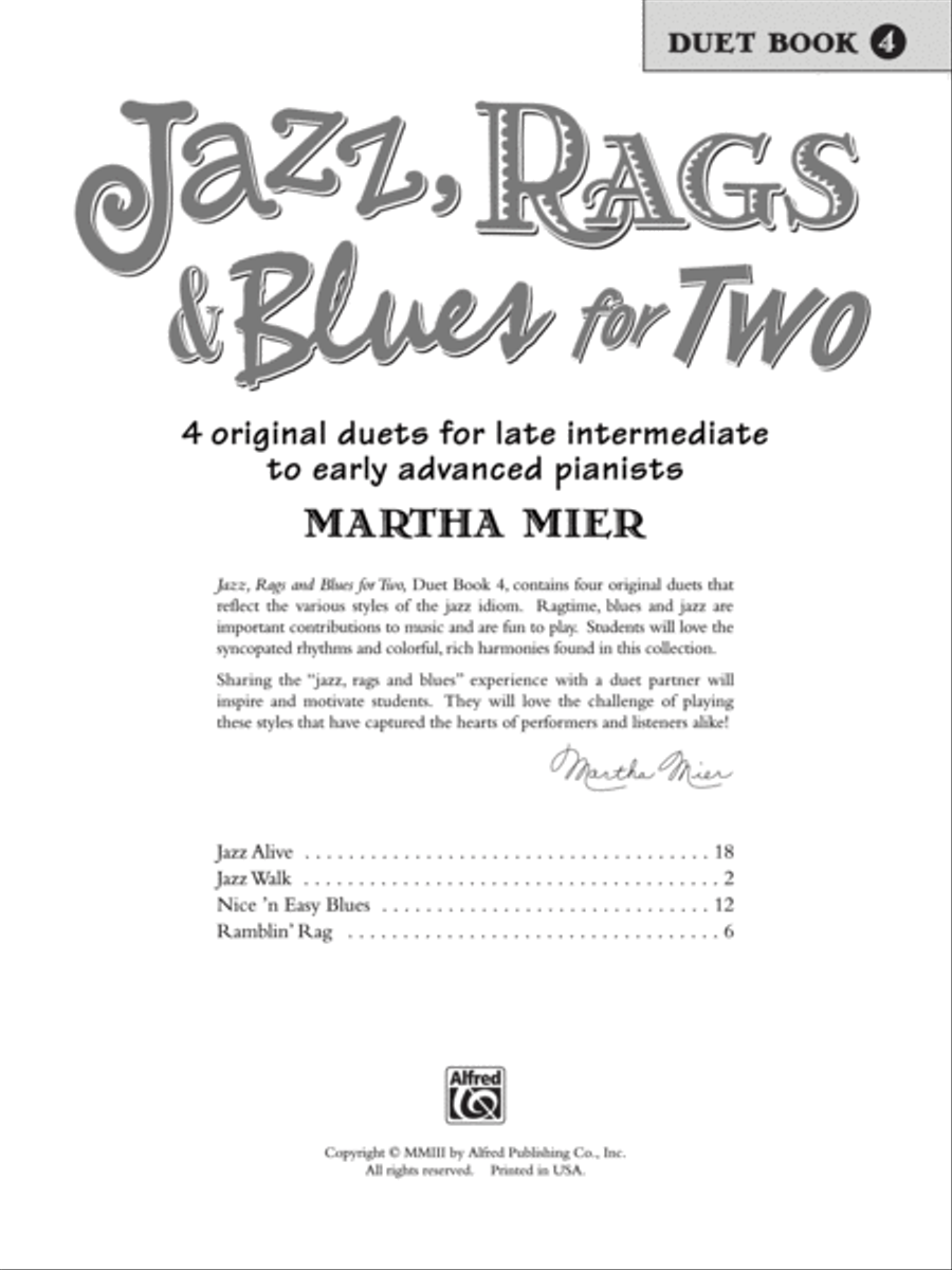 Jazz, Rags & Blues for Two, Book 4 Small Ensemble scores gallery preview page 2