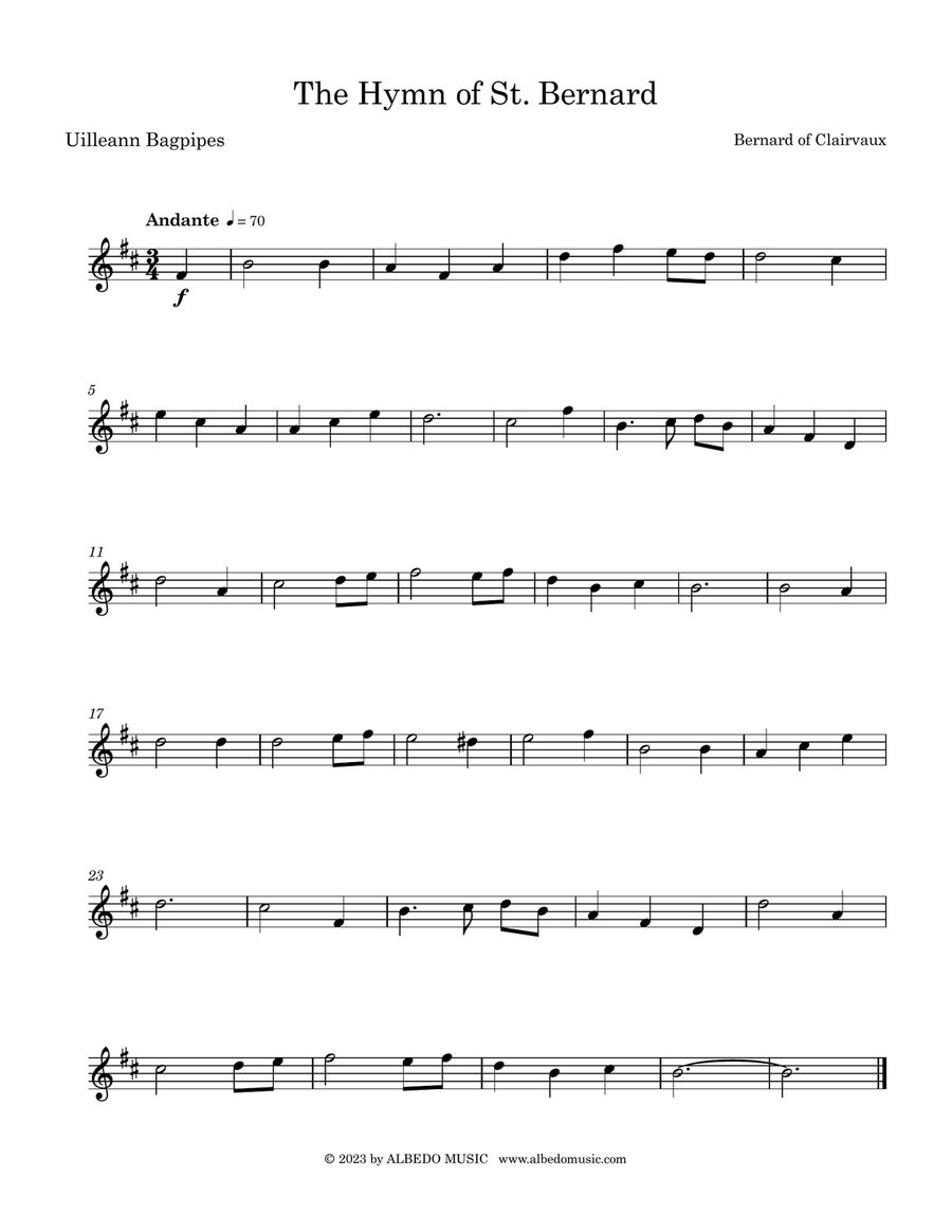 The Hymn of St. Bernard for Uilleann Bagpipes