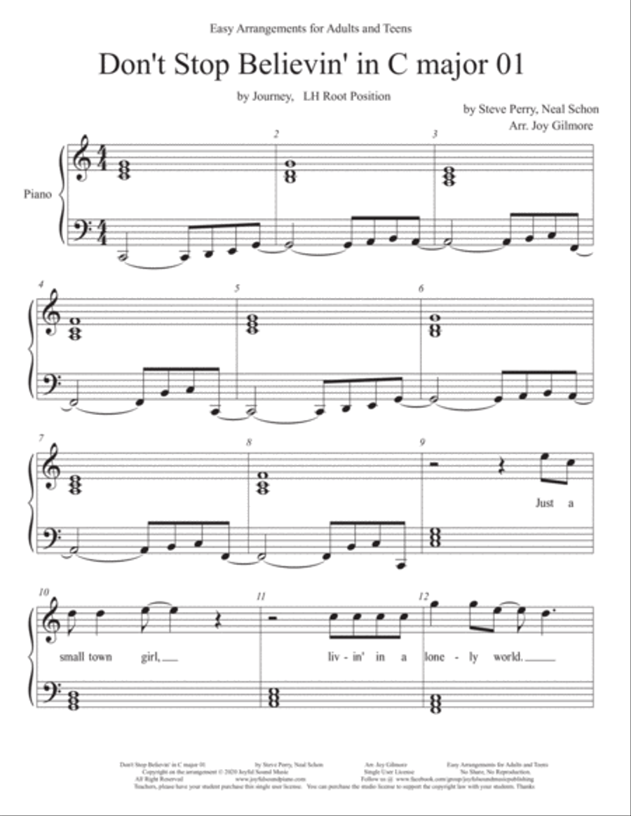 Don't Stop Believin' Easy Piano scores gallery preview page 4