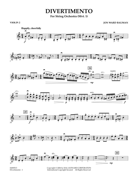 Divertimento for String Orchestra (Mvt. 1) - Violin 2