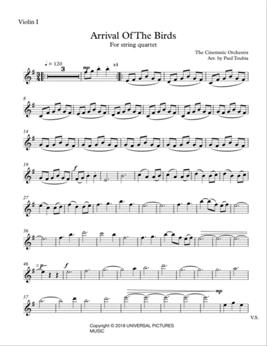 Arrival Of The Birds String Quartet scores gallery preview page 4