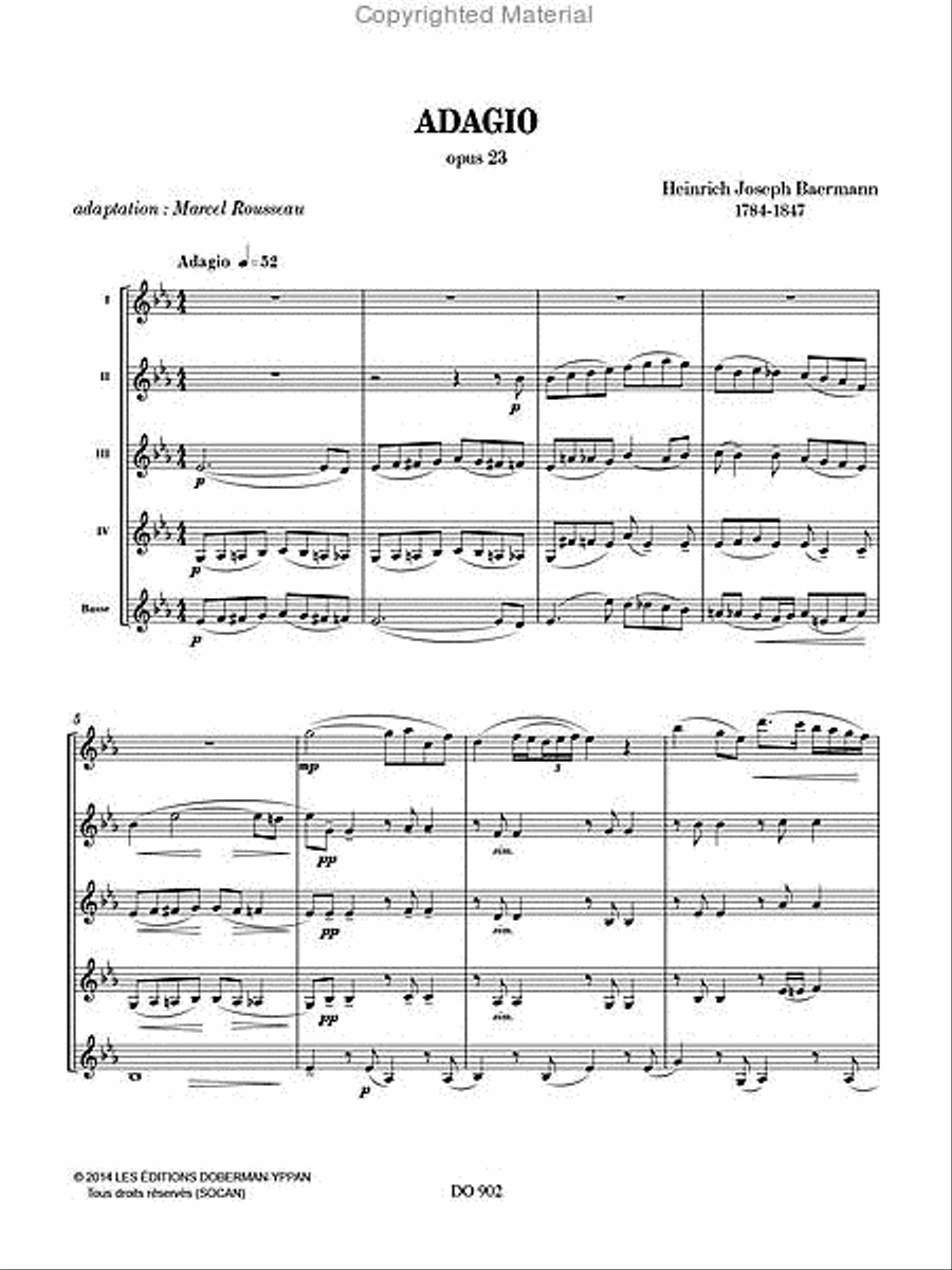 Adagio, opus 23 Adagio, opus 23 Clarinet Quintet scores gallery preview page 2