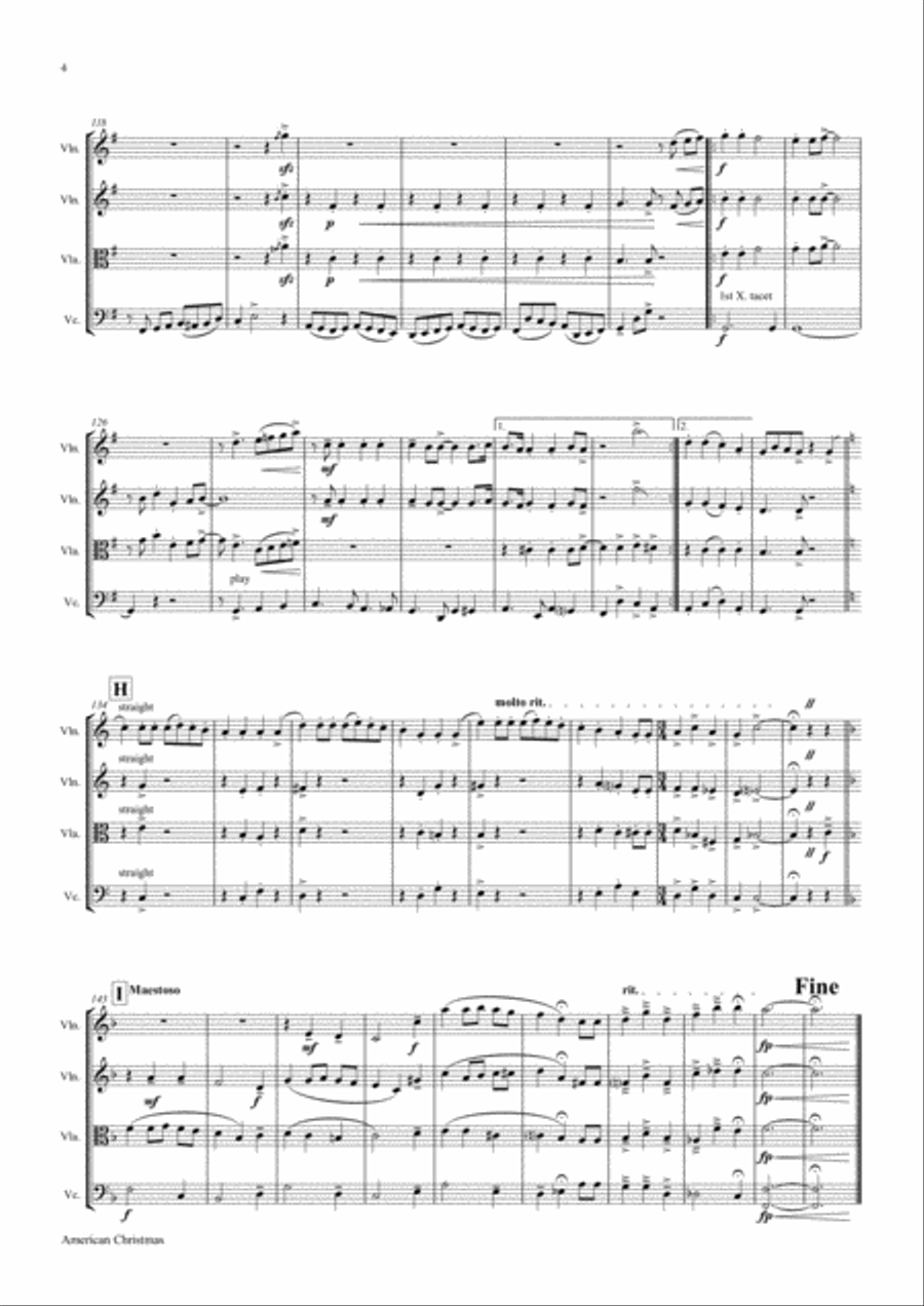American Christmas - Mash up Rondo of best Christmas Songs - String Quartet String Quartet scores gallery preview page 5