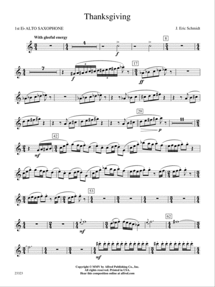 Thanksgiving: E-flat Alto Saxophone Concert Band scores gallery preview page 1