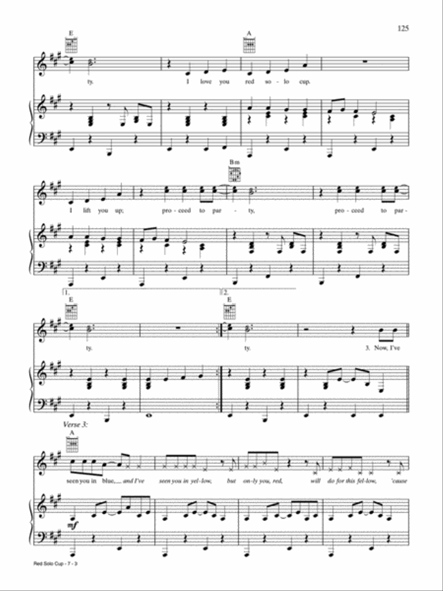 Red Solo Cup Piano, Vocal, Guitar scores gallery preview page 3