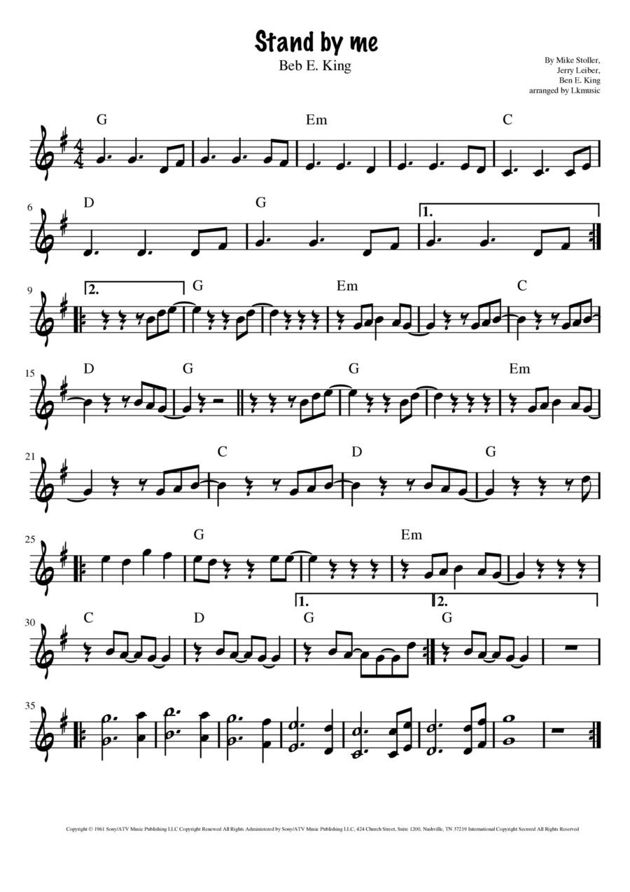 Stand By Me Alto Saxophone scores gallery preview page 1