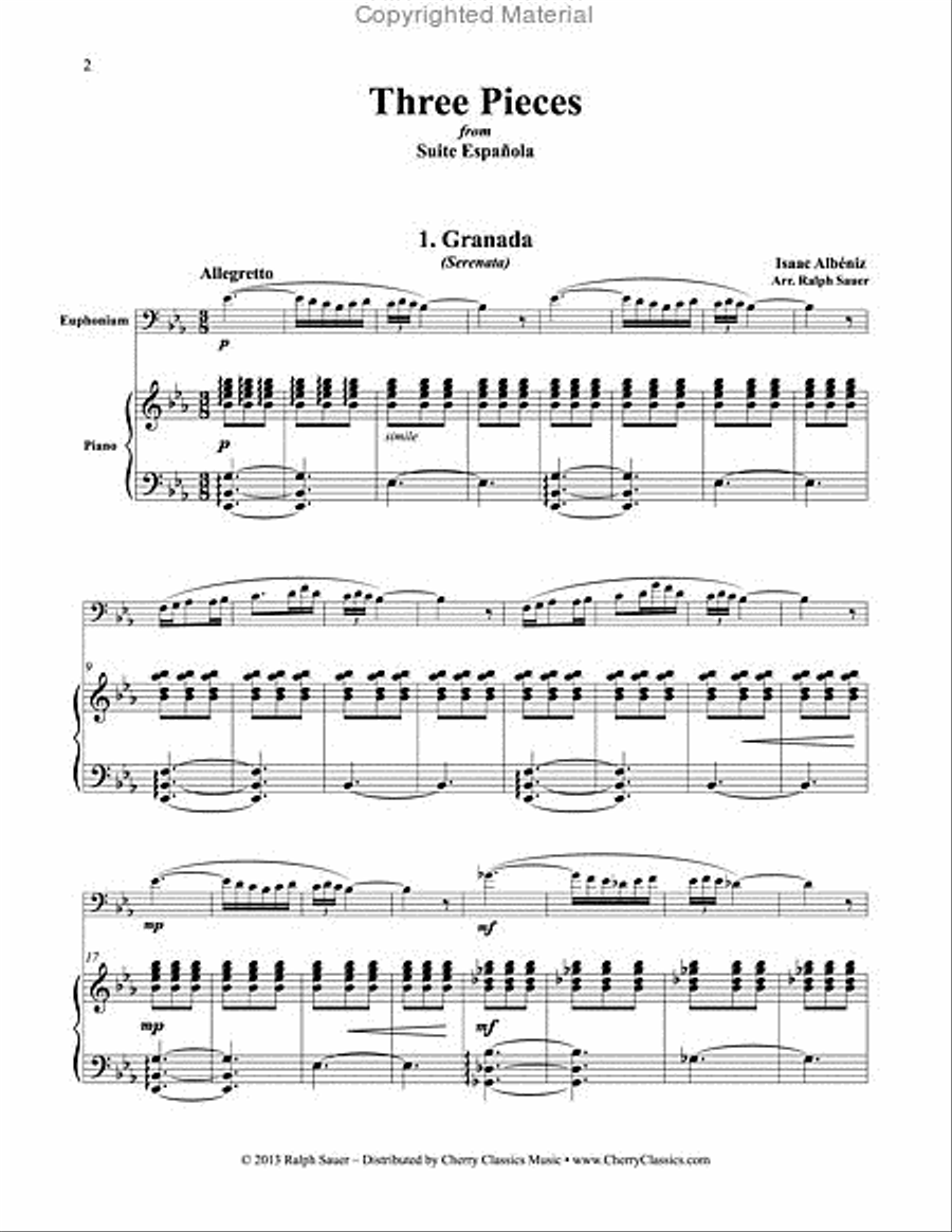 Three Pieces from Suite Espanola for Euphonium and Piano Euphonium scores gallery preview page 5