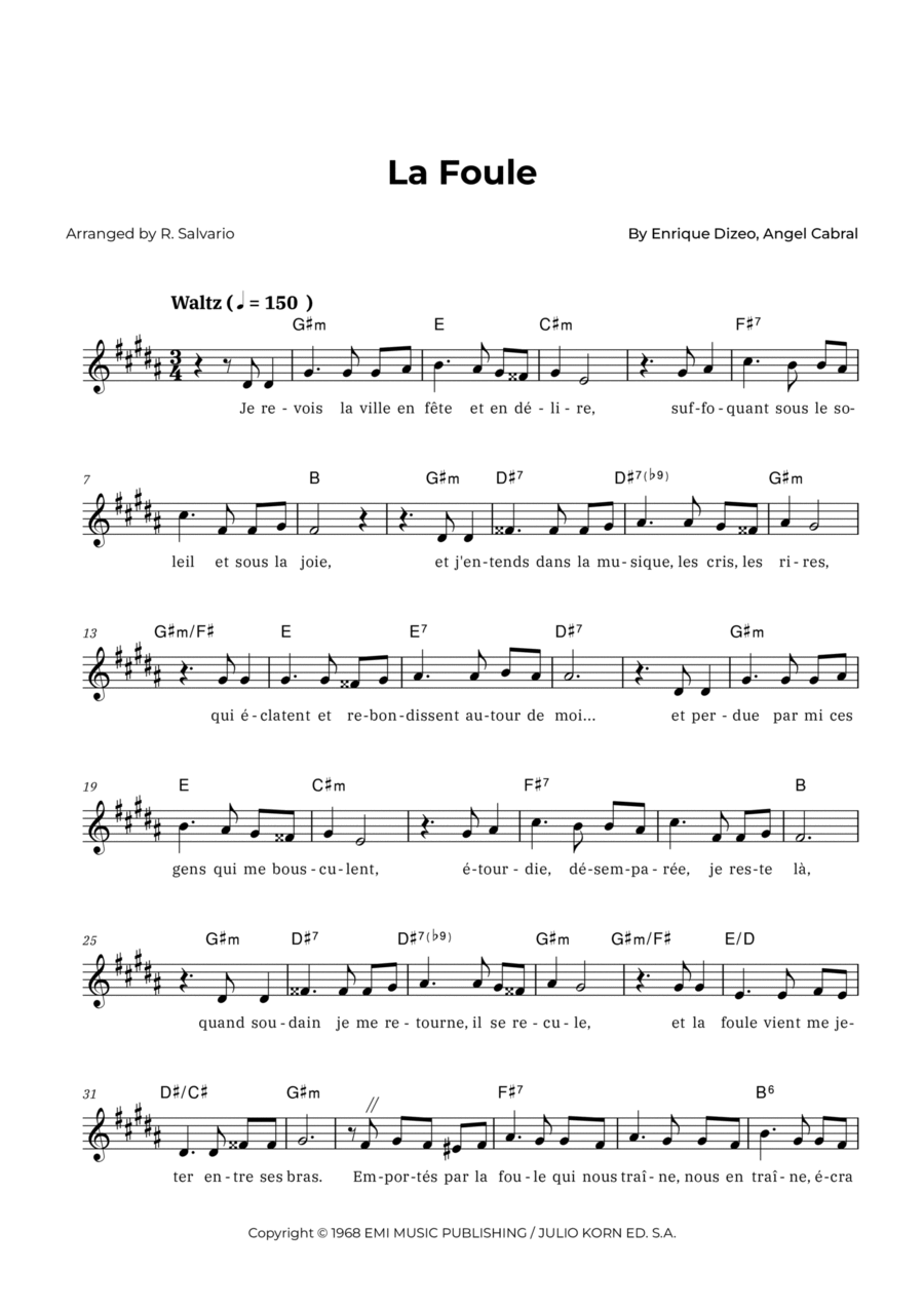 La Foule Piano scores gallery preview page 1
