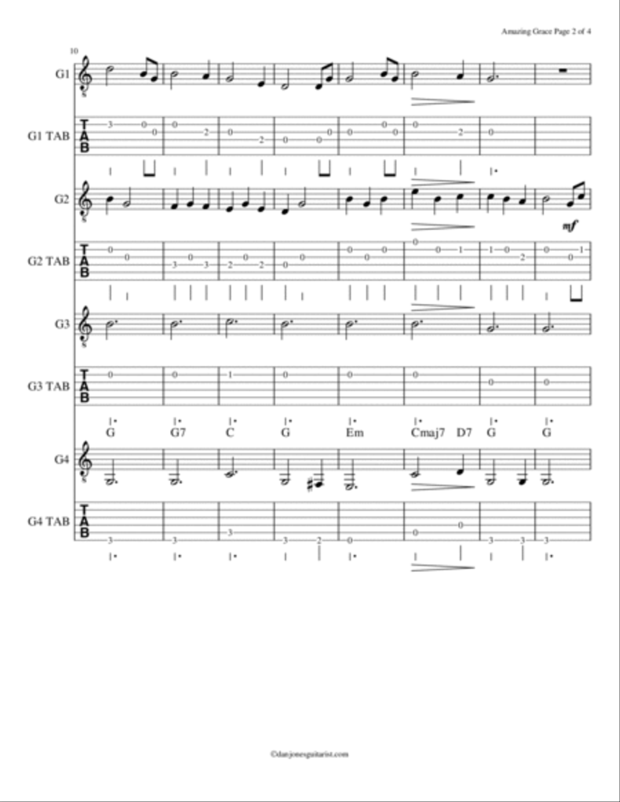 Amazing Grace Guitar scores gallery preview page 2