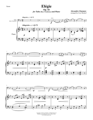 Elegie Opus 44 for Tuba or Bass Trombone and Piano
