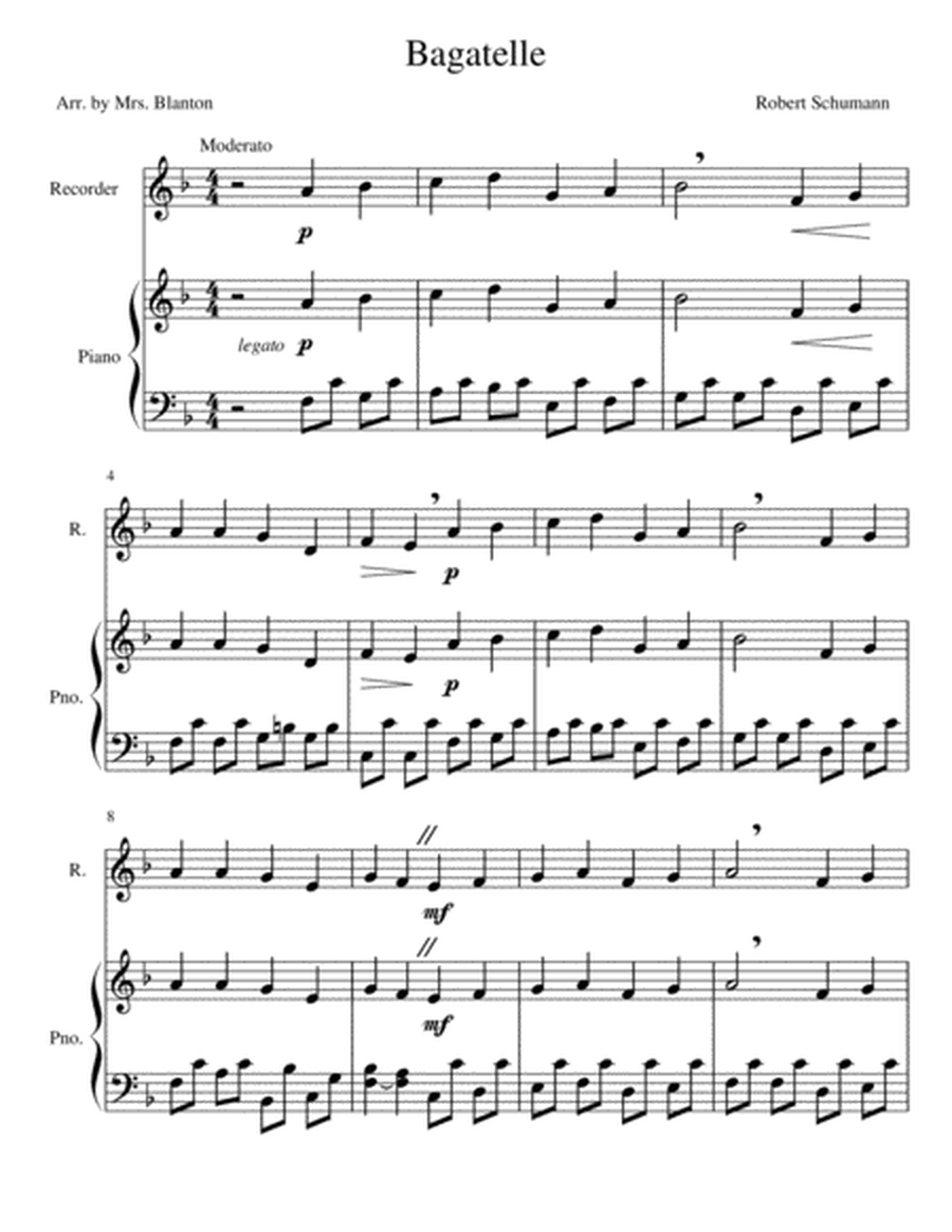 Schumann Bagatelle for Recorder
