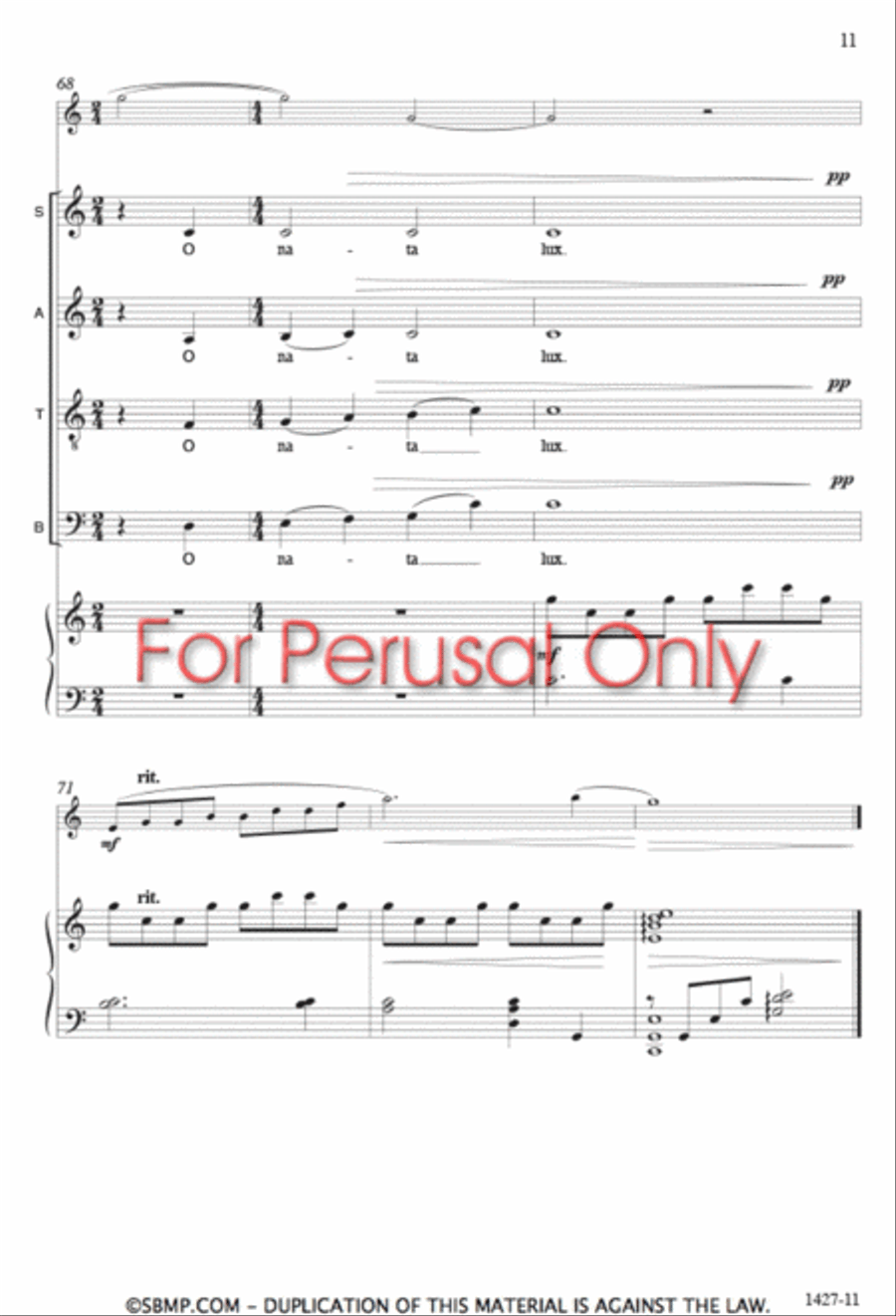 O nata lux - SATB Octavo 4-Part scores gallery preview page 10