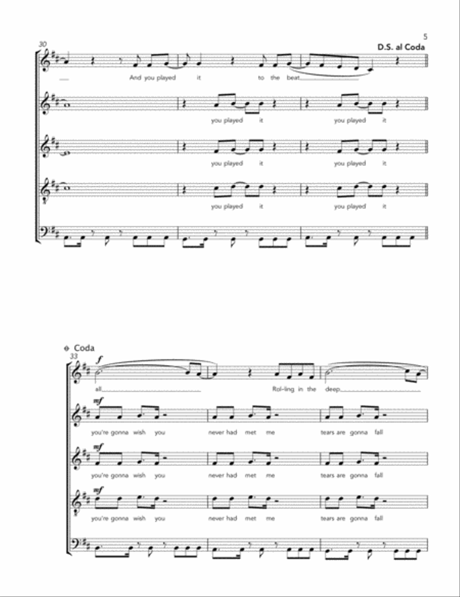 Rolling In The Deep A Cappella scores gallery preview page 5