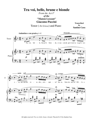 Book cover for Puccini - Manon Lescaut (Act 1) Tra voi, belle, brune e bionde - Tenor and Piano
