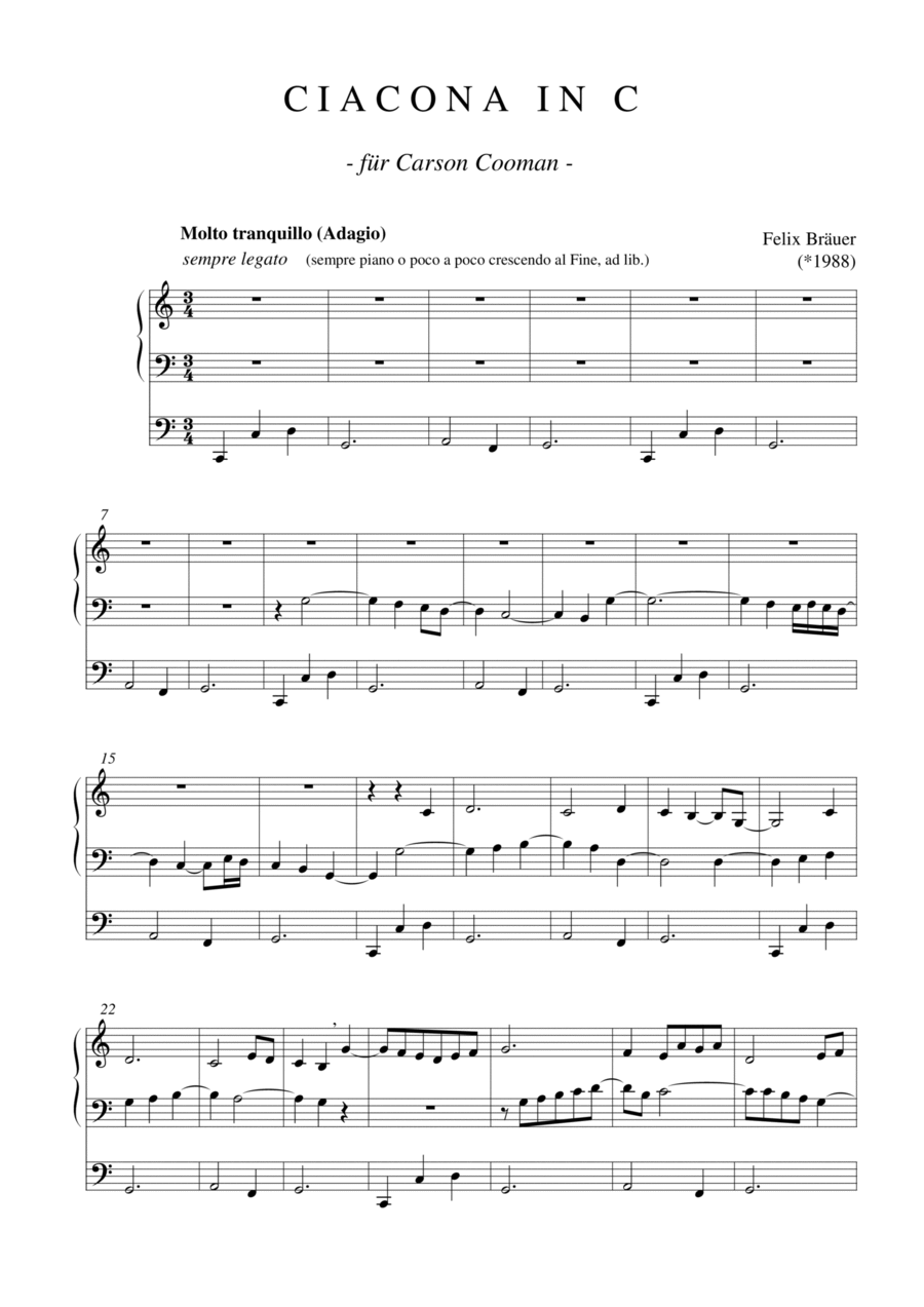 Ciacona in C-Dur Organ Solo scores gallery preview page 1