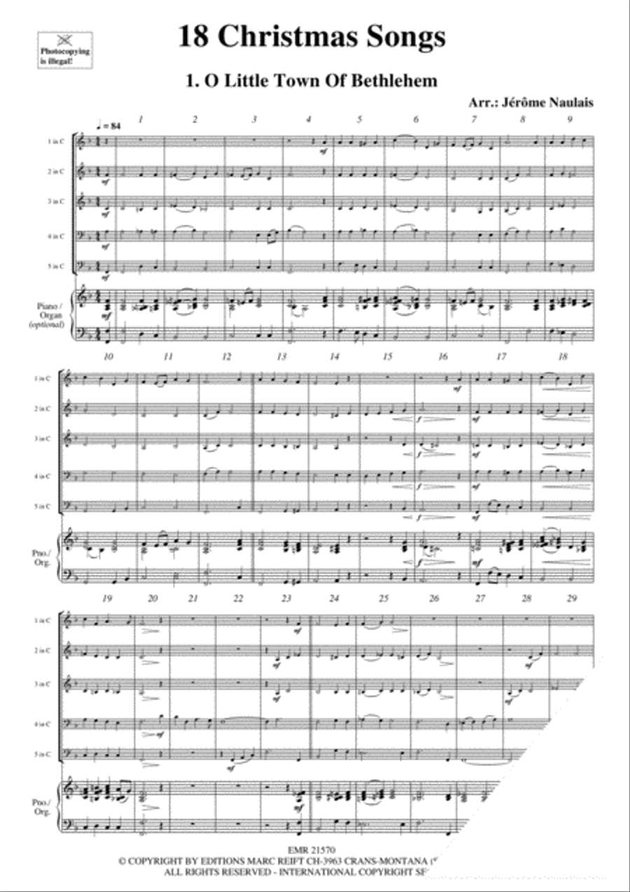 18 Christmas Songs Brass Quintet scores gallery preview page 3