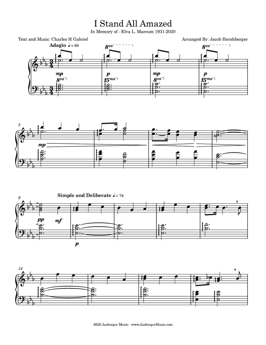 I Stand All Amazed Easy Piano Solo Easy Piano scores gallery preview page 1
