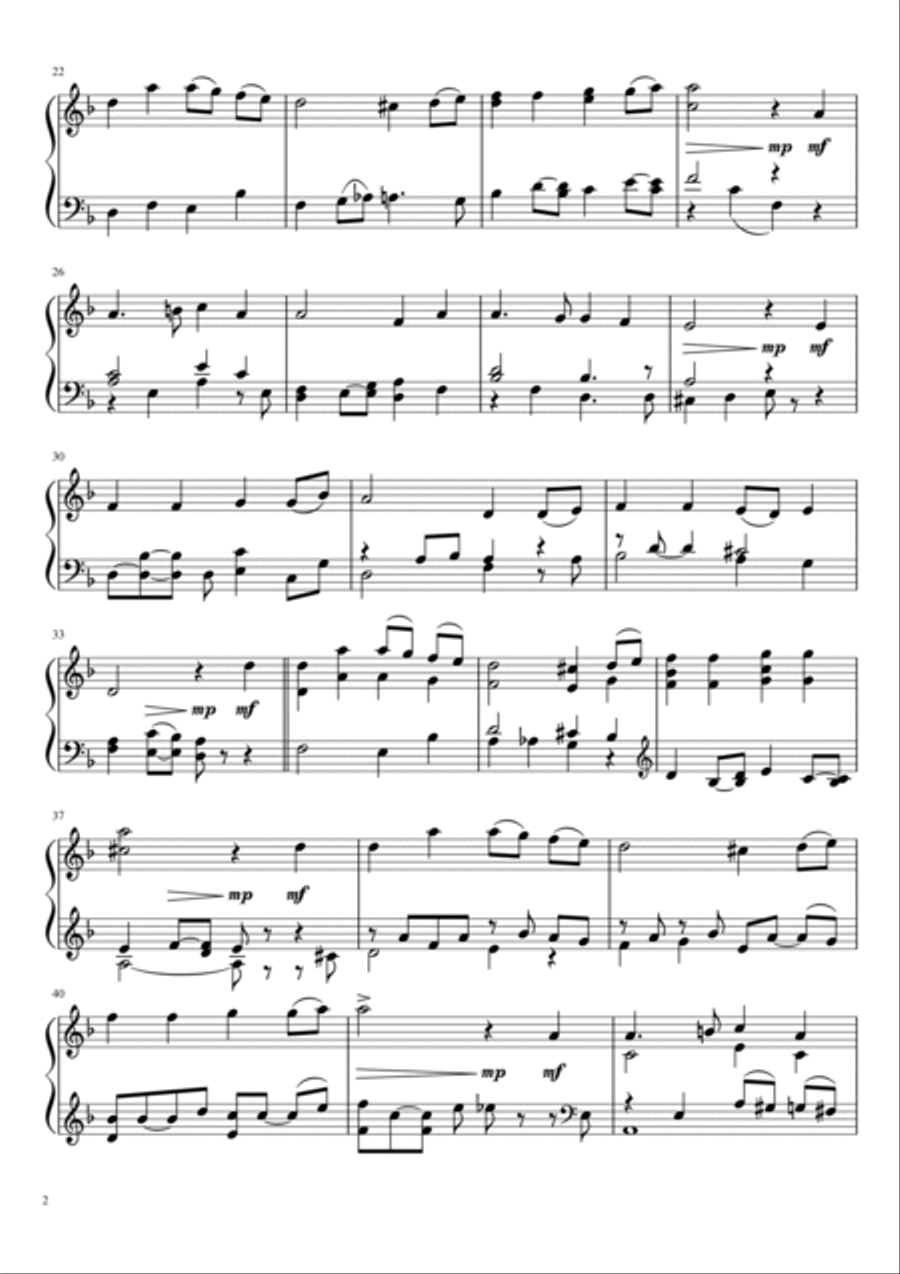 Mitt hjerte alltid vanker Piano Solo scores gallery preview page 2