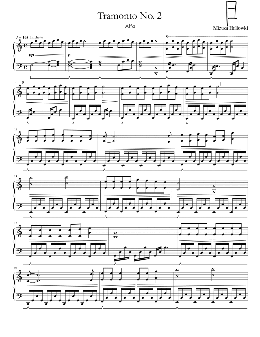Tramonto No. 2 Piano Solo scores gallery preview page 1