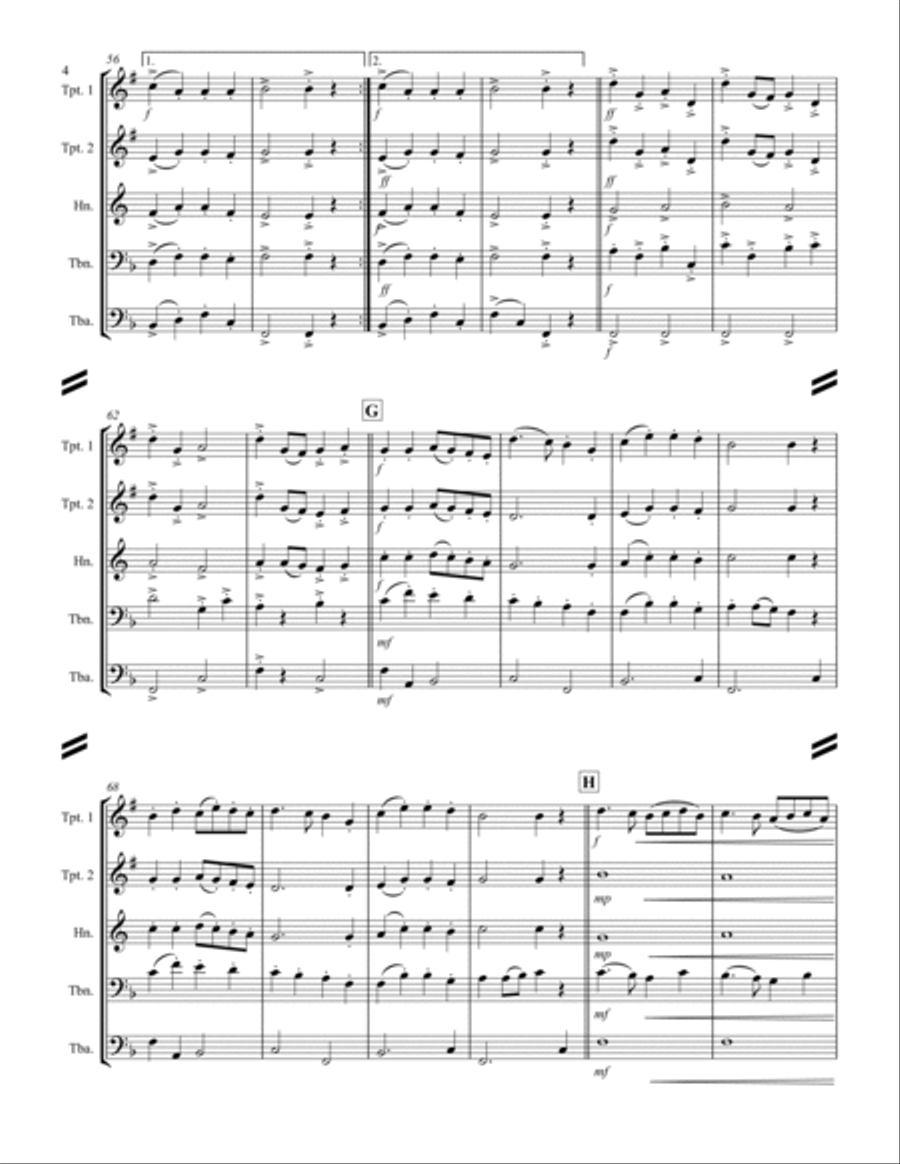 20 Traditional Christmas Carols Volume II (for Brass Quintet) Brass Quintet scores gallery preview page 5