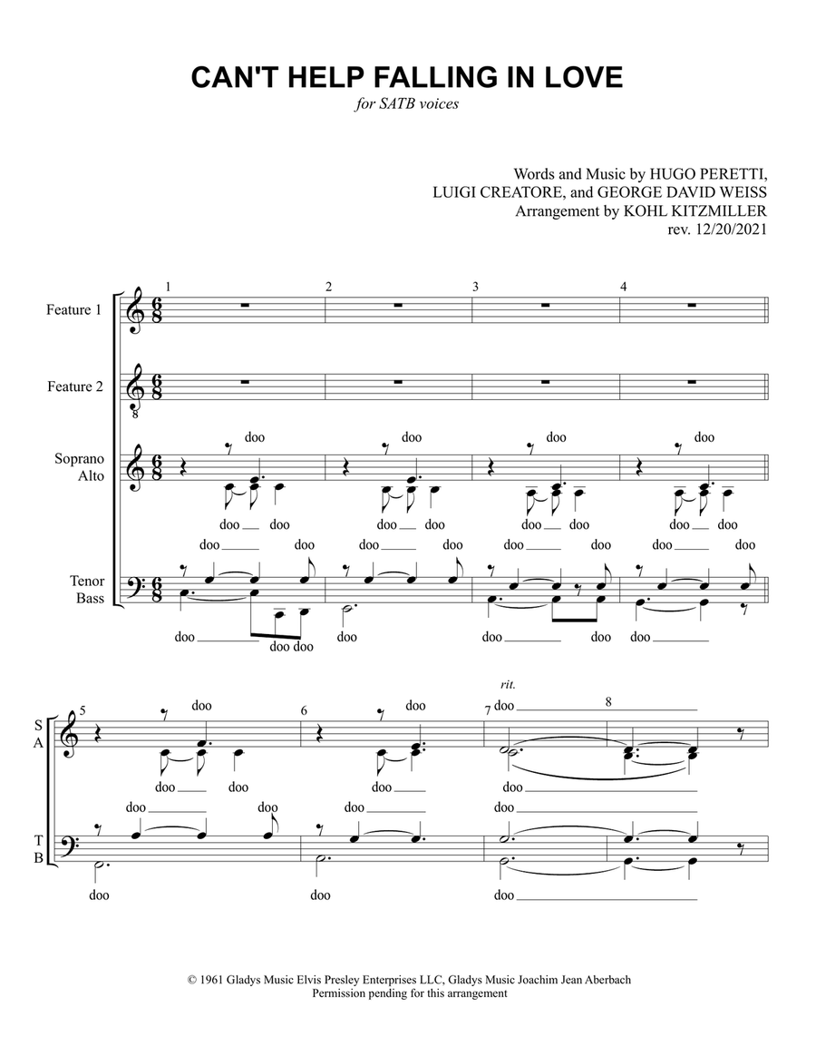 Can't Help Falling In Love Divisi scores gallery preview page 2