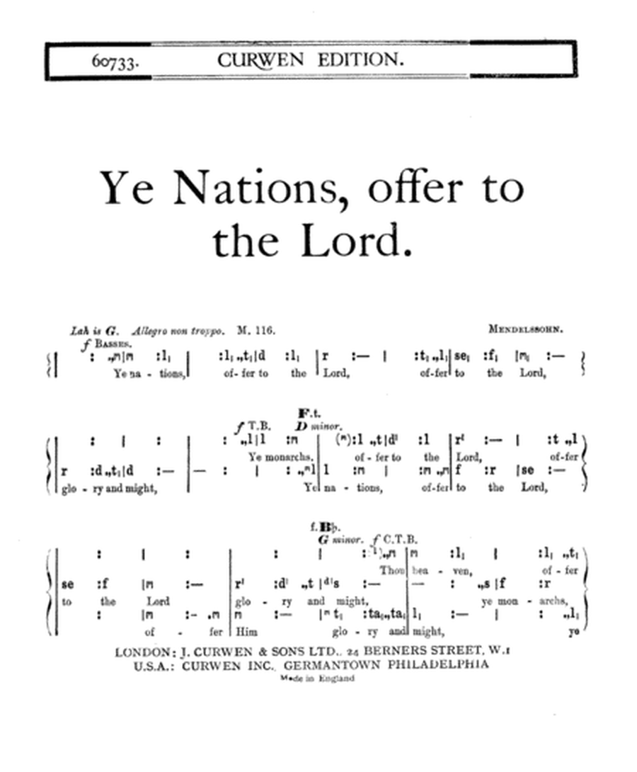 Ye Nations, Offer To The Lord