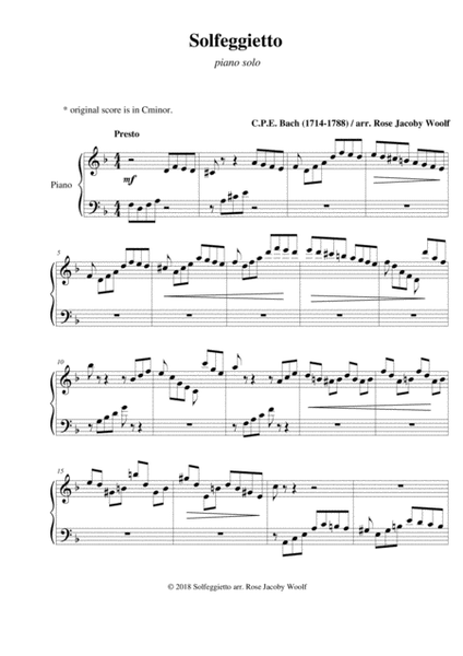 Solfeggietto (C.P.E. Bach) - piano solo image number null