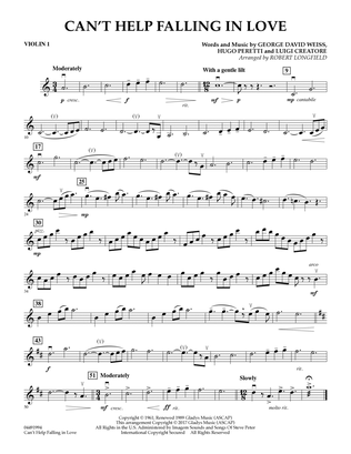 Book cover for Can't Help Falling in Love (arr. Robert Longfield) - Violin 1