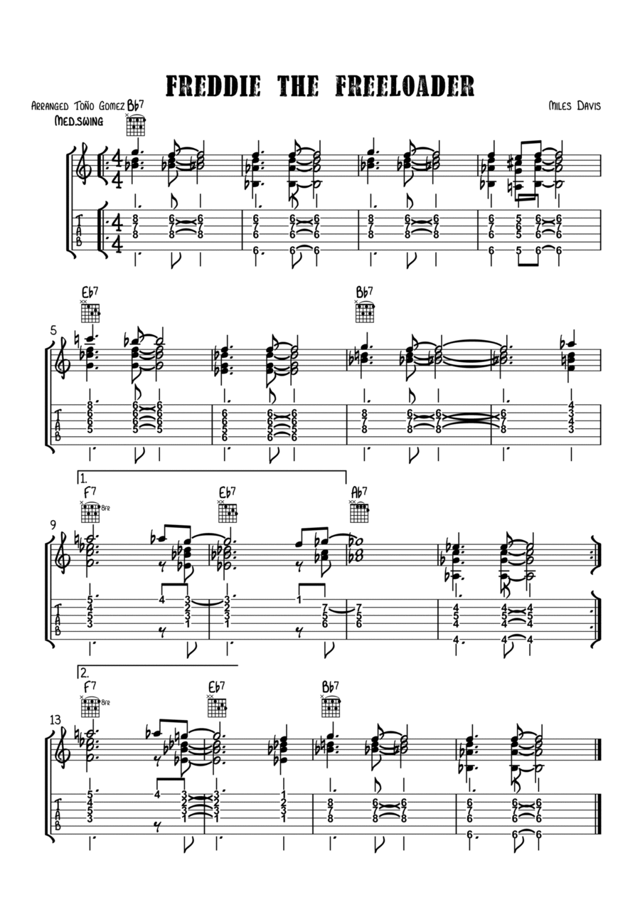Freddie Freeloader Electric Guitar scores gallery preview page 1
