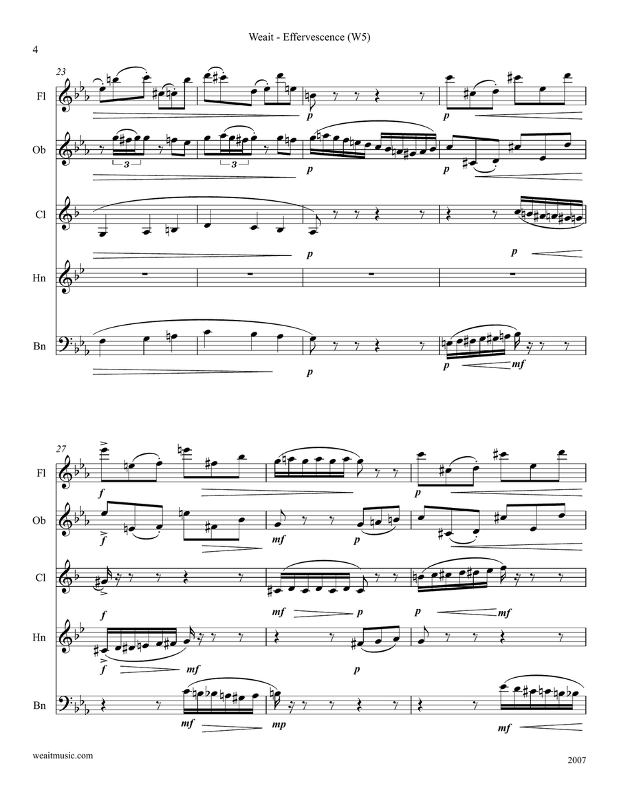 Effervescence for woodwind quintet (2’59) Woodwind Quintet scores gallery preview page 4