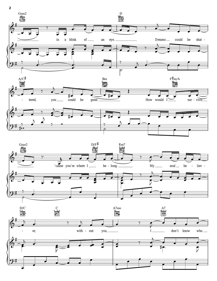 Underneath Piano, Vocal, Guitar scores gallery preview page 2