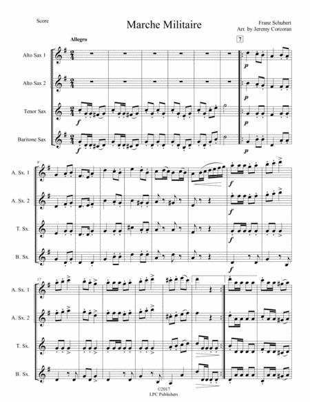 Marche Militaire for Saxophone Quartet (SATB or AATB) image number null
