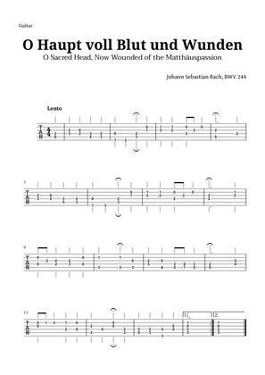 Sacred Head, Now Wounded by Bach for Guitar TAB
