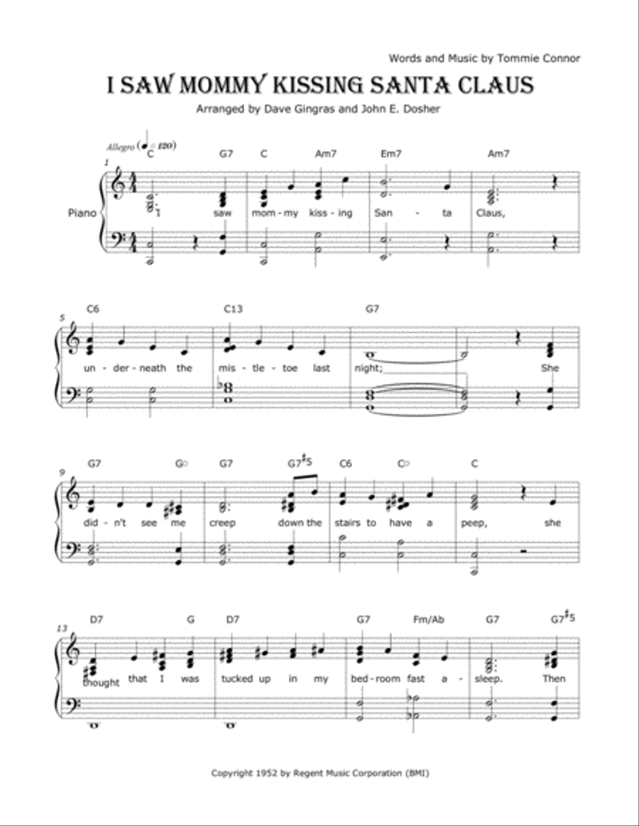 I Saw Mommy Kissing Santa Claus Voice scores gallery preview page 1