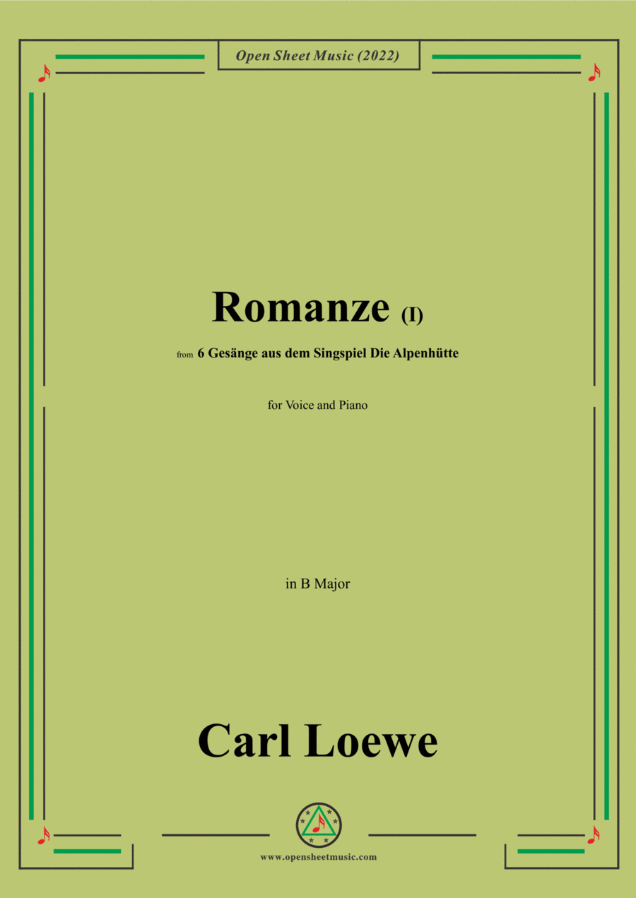 Loewe-Romanze(I),in B Major,for Voice and Piano Voice Solo scores gallery preview page 1