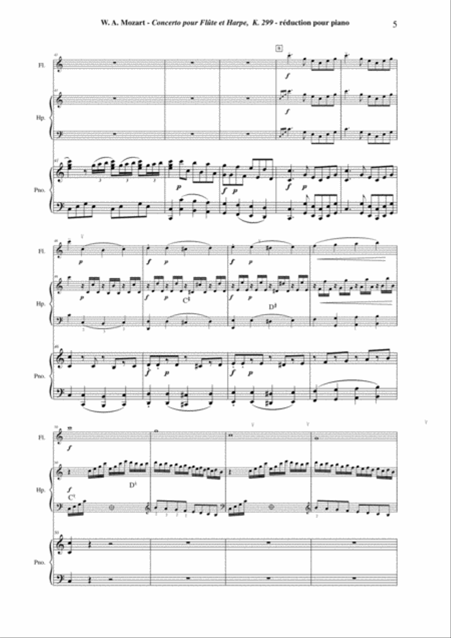 Wolfgang Amadeus Mozart: Concerto for flute and harp, K. 299, piano reduction and solo parts Flute scores gallery preview page 5