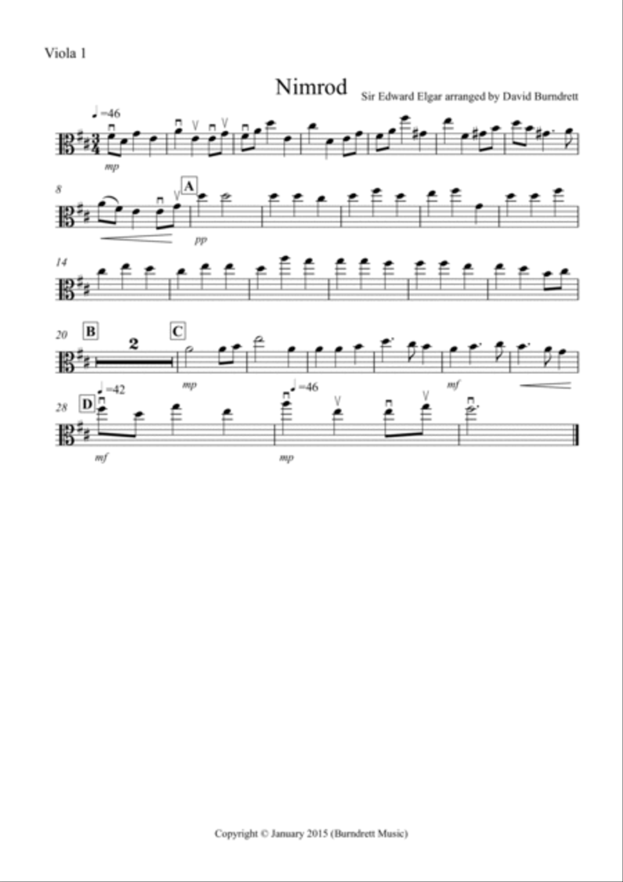 Nimrod (from the Enigma Variations) for Viola Quartet Viola Solo scores gallery preview page 3