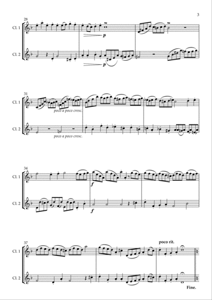 Fantasia in D Minor arranged for Clarinet Duet Clarinet Duet scores gallery preview page 5