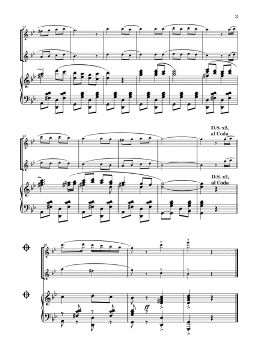 Pero mira cómo beben (los peces en el río) flauta, oboe y piano (villancico) Woodwind Duet scores gallery preview page 3