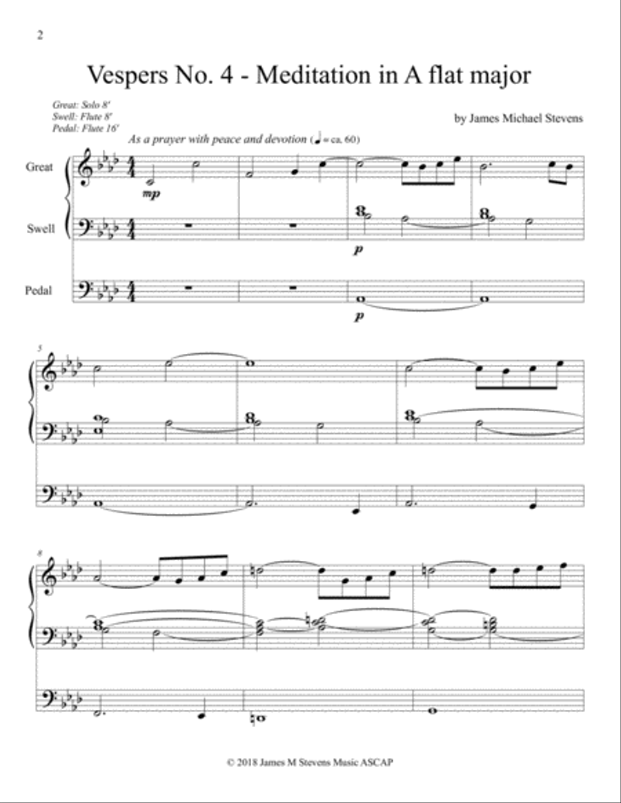Vespers No. 4 - Meditation in A flat major - Organ Solo Organ Solo scores gallery preview page 2