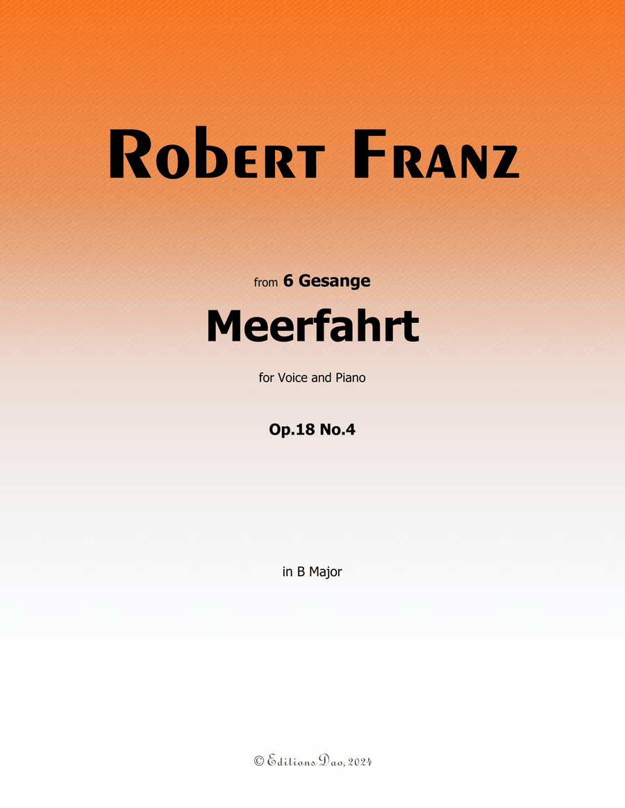 Meerfahrt, by Robert Franz, in B Major Voice scores gallery preview page 1