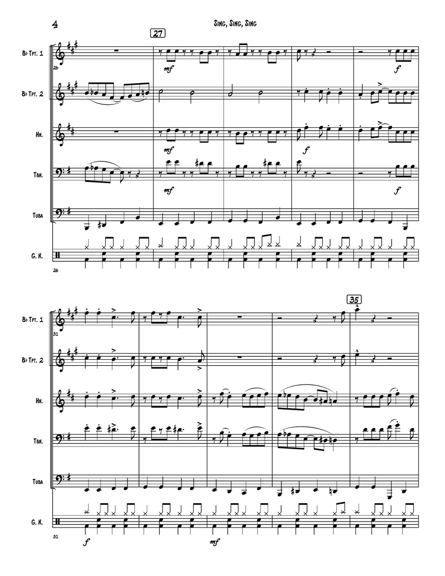 Sing, Sing, Sing Brass Quintet scores gallery preview page 5