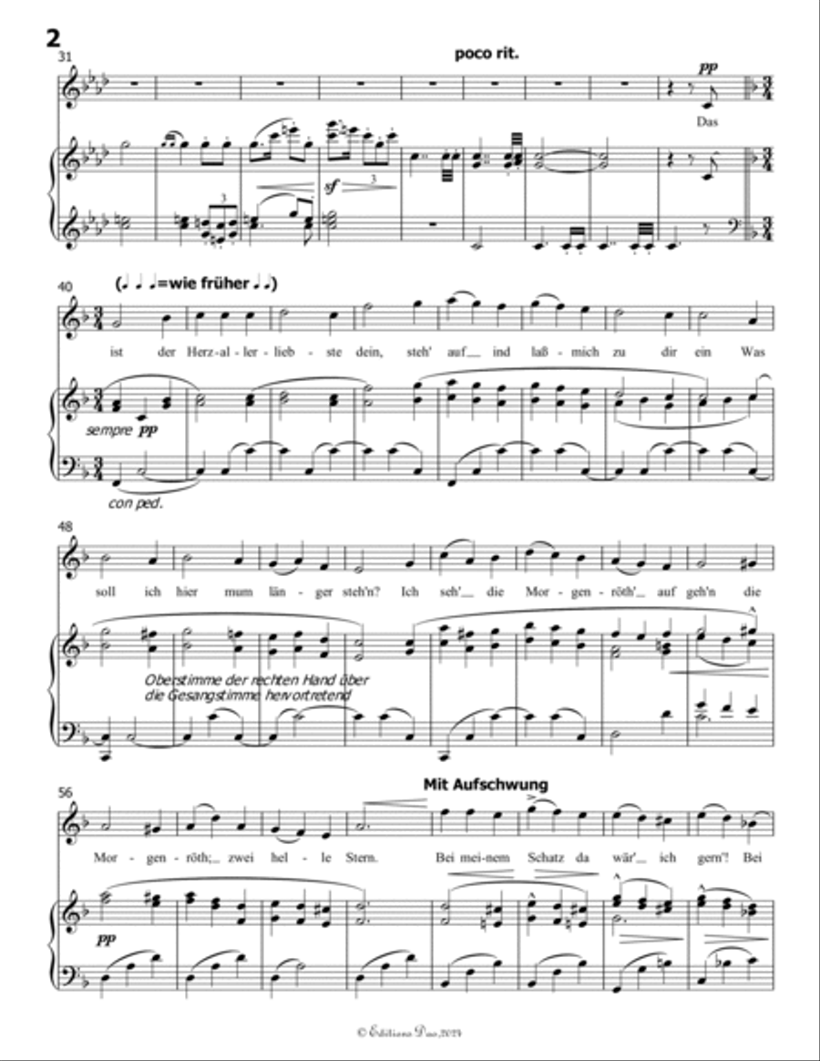 Wo die schönen Trompeten blasen, by Mahler, in f minor Piano, Vocal scores gallery preview page 4