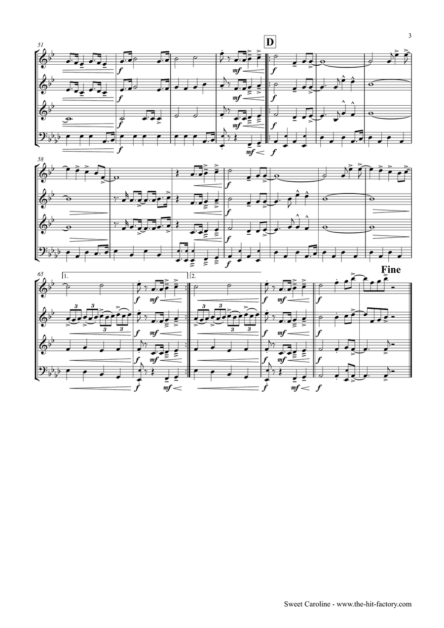 Sweet Caroline Brass Ensemble scores gallery preview page 3
